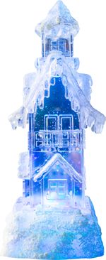 Dekorácia MagicHome Vianoce, Domček, LED, meniaca farby, s plávajúcimi trblietkami, PE, 2xAA, 950x950x2450 mm