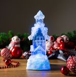 Decoration MagicHome Christmas, House, LED, color changing, with floating glitter, PE, 2xAA, 9,50x9,