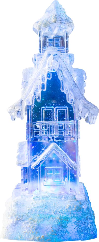 Decoration MagicHome Christmas, House, LED, color changing, with floating glitter, PE, 2xAA, 9,50x9,