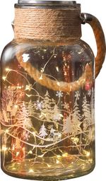 MagicHome karácsonyi dekoráció, Üvegkorsó, 30 LED meleg fehér, 3x AAA, IP 44, külső, 13 x 23,5 cm