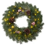 Christmas Wreath MagicHome, natural, snowy, 48x LED, IP20, 2xAA, 40 cm
