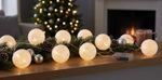 Füzér MagicHome Cotton Balls White, 10x meleg fehér LED, PE/pamut, 2xAA, folyamatos világítás, világ