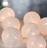 Füzér MagicHome Cotton Balls White, 10x meleg fehér LED, PE/pamut, 2xAA, folyamatos világítás, világ