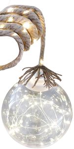 MagicHome karácsonyi Balldeco dekoráció, zsinóros gömb, 50 m meleg fehér LED, 3x AA, IP 20, belső, m