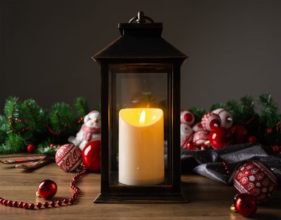 Lantern MagicHome Christmas, LED, 3xAAA, plastic, 11x11x4 cm, moving flame
