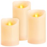 Candles MagicHome Christmas, set of 3 pcs, LED, 3xAAA, real wax, easy illumination, timer, flickerin
