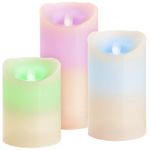Candles MagicHome Christmas, set of 3 pcs, LED, 3xAAA, real wax, easy illumination, timer, flickerin