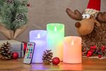 Candles MagicHome Christmas, set of 3 pcs, LED, 3xAAA, real wax, easy illumination, timer, flickerin