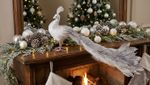 Decoration MagicHome Christmas, Peacock, silver, feathered, 50x20x23 cm