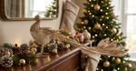 Decoration MagicHome Christmas, Peacock, gold, feathered, 50x20x23 cm