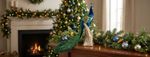 Decoration MagicHome Christmas, Peacock, blue, feathered, 24x12x32 cm