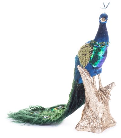 Decoration MagicHome Christmas, Peacock, blue, down, 24x12x32 cm