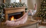 Decoration MagicHome Christmas, Peacock, pink, feathered, 60x28x35 cm