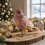 Decorative Bird MagicHome Christmas, pink, 20x8x14 cm, feathered