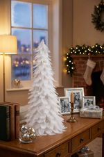Decoration MagicHome Christmas, Feathered tree, white, 22x46 cm