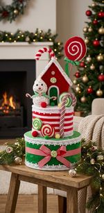 Decoration MagicHome Christmas, Candy Line Cake, 27x57 cm