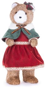 Decoration MagicHome Christmas, Female bear in red dress, 18x22x41 cm