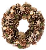 Christmas Wreath MagicHome, natural, gold, 34 cm