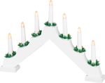 Gyertyatartó MagicHome Vianoce, 7x LED meleg fehér, fehér, 2xAA, beltéri, 39x4,5x29 cm