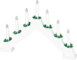 Gyertyatartó MagicHome Karácsonyi, 7x LED meleg fehér, fehér, 2xAA, beltéri, 39x4,5x29 cm