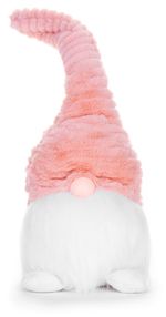 Figure MagicHome Christmas, Gnome with short legs, fabric, pink-white, 20x19x58 cm