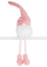 Figure MagicHome Christmas, Gnome with long legs, fabric, pink-white, 14.50x13.50x42 cm