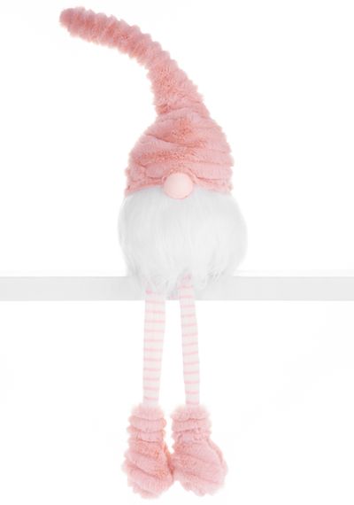 Figurine MagicHome Christmas, Elf with long legs, fabric, pink-white,14,50x13,50x42 cm