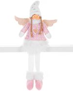 Figurine MagicHome Christmas, Little angel with short white skirt, fabric, pink-white, 23x12x59 cm
