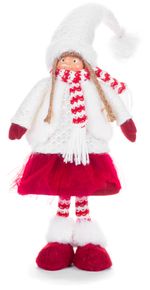 Figure MagicHome Christmas, Girl, fabric, red-white, standing, 22x13x57 cm