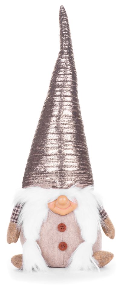 Figurine MagicHome Christmas, Elf with short legs, fabric, silver-gray, 21x16x46 cm