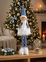 Figure MagicHome Christmas, Girl with a full skirt, fabric, blue-grey, 14x11x62 cm