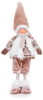 Figurine MagicHome Christmas, Boy with reindeer ears, fabric, brown-white, 22x12x68 cm