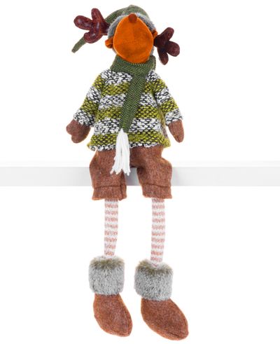 Figurine MagicHome Christmas, Reindeer boy in shorts, fabric, green-brown, 21x14x70 cm