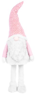 Figurine MagicHome Christmas, Elf in a dress, fabric, pink-white, 50x40x163 cm