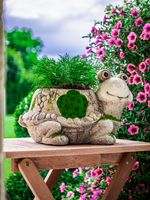 Decoration MagicHome, Turtle with Planter, ceramic, natural, 38x29.5x25 cm