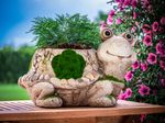 Decoration MagicHome, Turtle with Planter, ceramic, natural, 38x29.5x25 cm