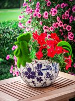 Decoration MagicHome, Rooster with Planter, blue ornament, ceramic, 34.5x24x30.5 cm