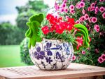 Decoration MagicHome, Rooster with Planter, blue ornament, ceramic, 34.5x24x30.5 cm