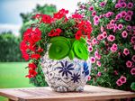 Decoration MagicHome, Owl with Planter, blue ornament, ceramic, 26.5x24x27.5 cm