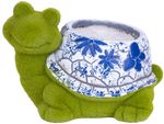 Decoration MagicHome, Turtle with Planter, blue pattern, ceramic, 33x24x23 cm