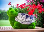 Decoration MagicHome, Turtle with Planter, blue ornament, ceramic, 33x24x23 cm