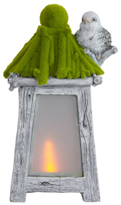 Dekorácia MagicHome, Lampáš s vtáčikom, solárna, LED, keramika, 26x20x45 cm