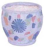 Decoration MagicHome, Planter with Mosaic, grey, ceramic, 27.5x27.5x25 cm