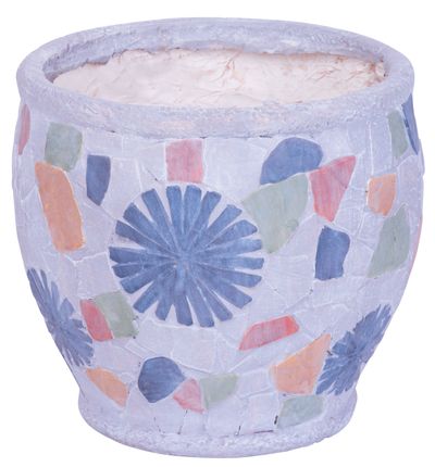MagicHome decoration, Flower pot with mosaic, gray, ceramic, 27.5x27.5x25 cm