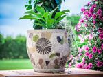 Flowerpot MagicHome, with mosaic, light, ceramic, 27.5x25 cm