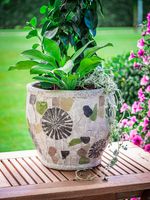 MagicHome decoration, Flower pot with mosaic, light, ceramic, 27.5x27.5x25 cm
