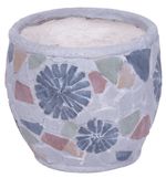 Dekoráció MagicHome, Virágtartó mozaikkal, világos, szürke, kerámia, 22x19 cm