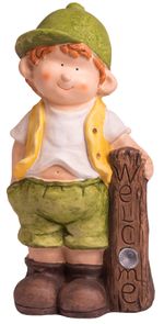 Decoration MagicHome, Boy with Board, ceramic, LED, solar, 24x18x49 cm