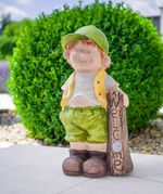 Decoration MagicHome, Boy with Board, ceramic, LED, solar, 24x18x49 cm