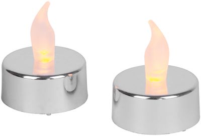 Candles MagicHome Christmas, LED, pack 2 pcs, silver, moving flame